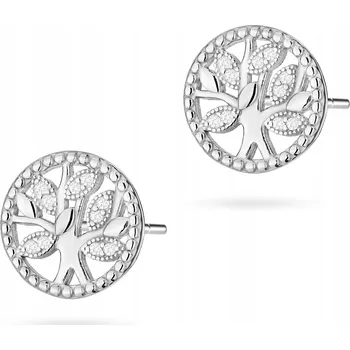 Náušnice STŘÍBRNÉ dámské NÁUŠNICE ryzost 925 Strom Štěstí v Kruhu na Puzetku