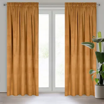 Dekorační velvet závěs s řasící páskou RIO medová 140x270 cm (cena za 1 kus) MyBestHome
