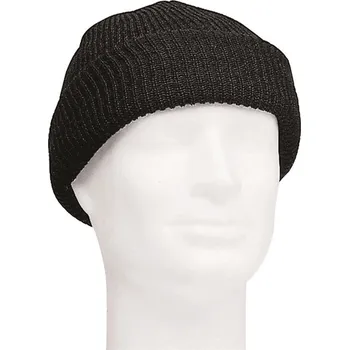 Čepice MILTEC Kulich vlněný černý hrubý úplet s ohrnutím US Wool Watch Cap Mil-Tec® 12140002