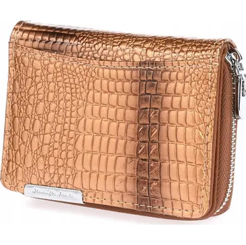 Peněženka Dámská kožená peněženka malá lakovaná vzor krokodýlí kůže na zip