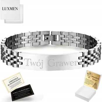 Náramek Pánský pancéřový náramek stříbrný s gravírováním jako dárek nastavitelný ocel