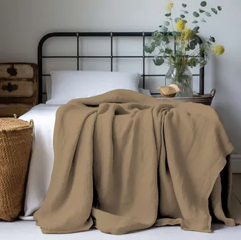 Přehoz na lůžko DARRÉ Mušelínový přehoz na postel Light brown