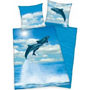Povlečení Povlečení 140x200 Delfíni povlečení modré 70x90 bavlna