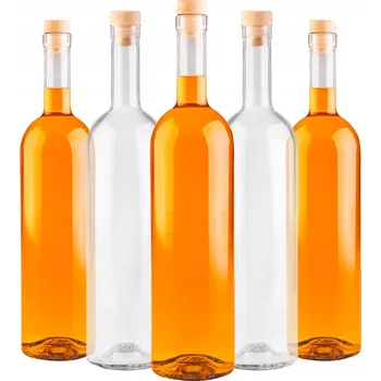 Láhev 5X SKLENĚNÁ LÁHEV FUTURA 1L NA LIKÉRY + KORKOVÉ ZÁTKY