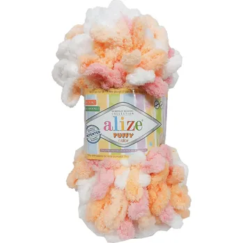 Galanterie Alize příze Puffy color 6355 růžová bílá a meruňková