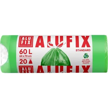 Pytle na odpadky Alufix Pytle do koše Alufix Standard stahovací - 64x71cm / 60l / 16my / 20ks / zelená 306392