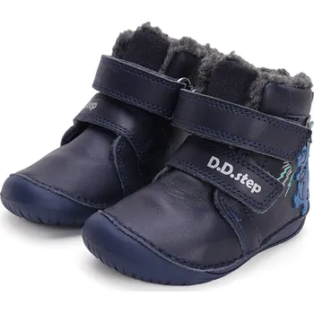 Chlapecká zimní obuv DDstep Zimní kožené barefoot boty D.D.step W070-42838 Royal Blue Velikost: 21