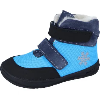 Chlapecká zimní obuv Jonap zimní kožené barefoot boty s membránou Jerry modrá tyrkys MERINO Velikost: 22