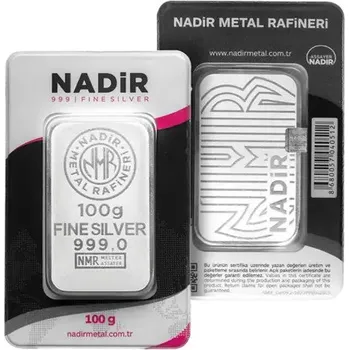 Stříbrný slitek 100 g Nadir Metal Rafineri