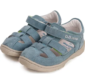 Chlapecké sandály DDstep Kožené Barefoot sandálky D.D.step G077-41565A Bermuda Blue Velikost: 20