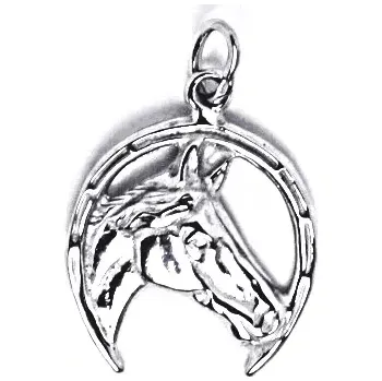 Přívěsek Zlatý přívěsek podkova a kůň , bílé i žluté zlato - P 55 (Zlatá podkova s koněm)