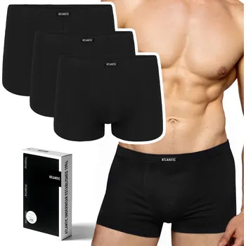 Pánské spodní prádlo 3-pack pánské boxerky Atlantic bavlněné s elastanem 3BMH-007-černé M