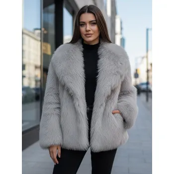 Dámský kabát Šedý dámský kožíšek ZARAFIA TY5116z Velikost: S/M