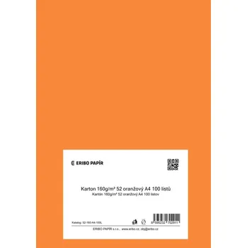 Karton Barevný karton - A4 / 160 g / oranžová 67175