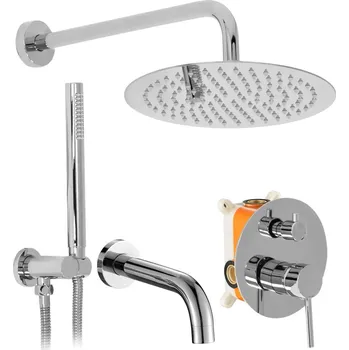 Vodovodní baterie Podomítkový sprchový set s instalačním boxem Rea Lungo chrom - vanová baterie, dešťová a ruční sprcha