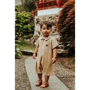 Dupačky Dětské bavlněné dupačky Donsje Adriaen Playsuit Red Panda 3035602 béžová 08X, vel. 86