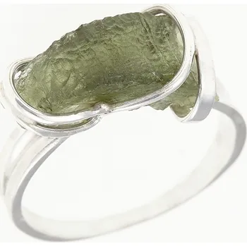 Prsten My Moldavite Stříbrný prsten s přírodním vltavínem 570-15315 61 mm