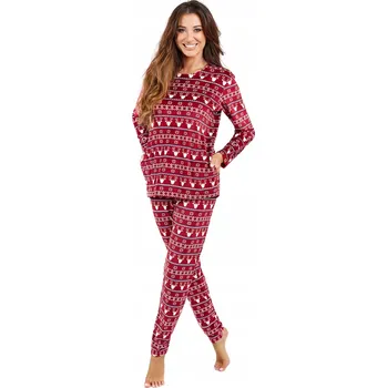 Dámské pyžamo Polarová pyžamová souprava Italian Fashion Islandia s dlouhým rukávem Bordo vel. M