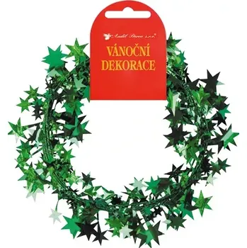 Řetěz s drátkem a hvězdičkami 270cm zelený
