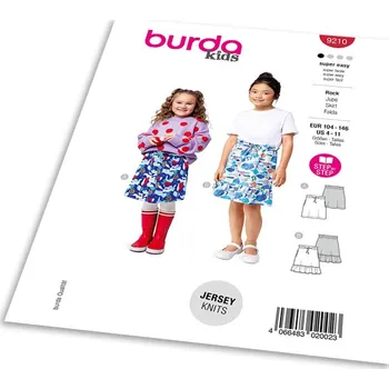 Střih Burda 9210 - Dívčí minisukně se stahovací šňůrkou v pase