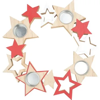 Vánoce Anděl Přerov Svícen dřevěný kulatý 32 cm, červený