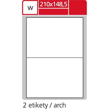 Samolepící etiketa SK Label Print etikety A4 pro laserový a inkoustový tisk - 210 x 148,5 mm (2 etikety / arch ) / transparentní polyester. folie bílá 144297