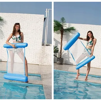 Nafukovací plážové lehátko do vody se síťkou - relax modré