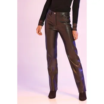 Dámské kalhoty Rovné koženkové kalhoty černá 38