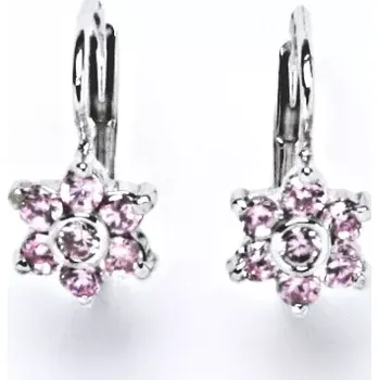 Šperk Stříbrné náušnice kytička , pink zirkony - VE 58 (Stříbrné náušnice kytičky)
