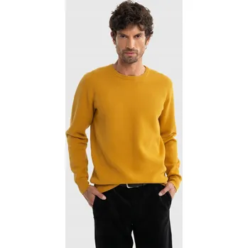 Pánský svetr BIG STAR PÁNSKÝ BAVLNĚNÝ SVETR KLASICKÝ ŽLUTÝ REYLI 202 L