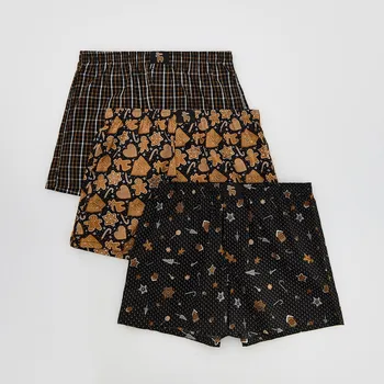 Boxerky Reserved - Sada 3 kusů boxerek s vánočním vzorem - béžová - 083ES-80X - 083ES-80X-M