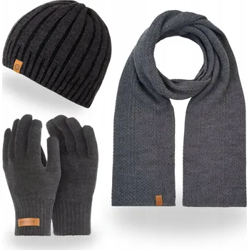 Čepice Brødrene sada: čepice, rukavice, šála, univerzální velikost, šedá