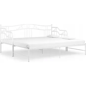 Ložnice VidaXL Pohovka s výsuvným rámem postele, bílá, kovová, 90x200 cm