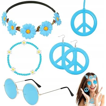 Karnevalový kostým HIPPIE DOPLŇKY 60. a 70. LÉTA RETRO HIPPIE KOSTÝM HALLOWEEN SADA