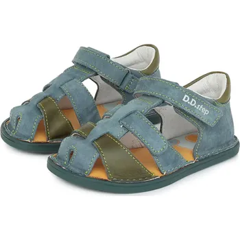 Chlapecké sandály DDstep Kožené Barefoot sandálky D.D.step G076-382C Bermuda Blue Velikost: 31