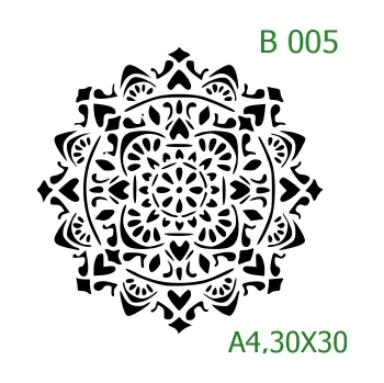 Plastová šablona pro malování - Mandaly a dortovky - Mandala (B005) - A4 , Lepící fólie