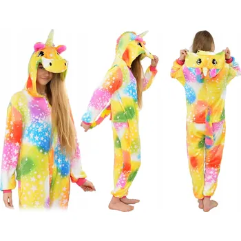 Dámské oblečení Kigurumi pyžamo, overal – kostým S Kapucí, barevný jednorožec, velikost M