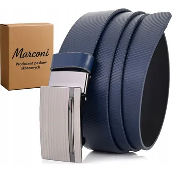 Opasek KOŽENÝ pánský Pásek 3,5 cm AUTOMATICKÝ ke костюму i džínám Univerzální NÁMOŘNICKÁ MODRÁ