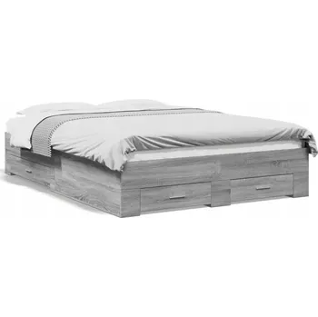 Postel Rám postele se zásuvkami, šedý dub sonoma, 140 x 190 cm