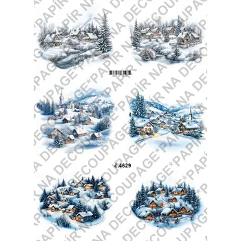 Umělecký papír Rýžový a soft papír na decoupage - Horské městečko - KB4629 Materiál: Soft, Rozměr: A4