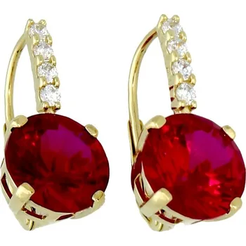 Náušnice Goldstore Luxusní zlaté náušnice rubín a zirkony Váha: 4.52 g