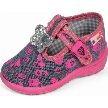 Dívčí bačkory Papuče s vložkou, grafitové, Nazo, velikost 24