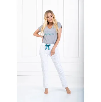 Dámské pyžamo Momenti Per Me Pyžamo 7 Heaven Šedobílé S