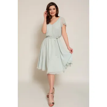 Dámské šaty MiaBella Krátké šifonové šaty s rukávky Barva: Navy /86893/, Velikost: 40