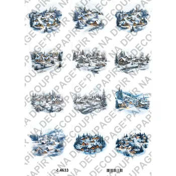 Výtvarný papír Rýžový a soft papír na decoupage - Horské městečko - KB4633 Materiál: Rýžový papír, Rozměr: A4