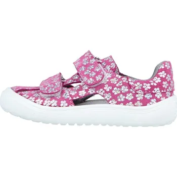 Dívčí sandály Jonap barefoot kožené sandálky Daisy růžová kytky Velikost: 28