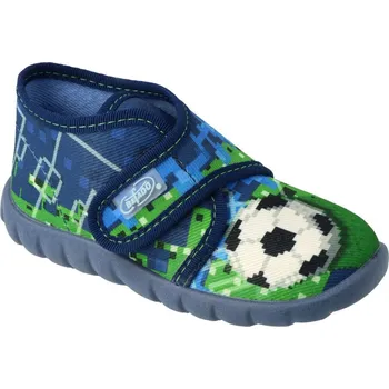 Chlapecké bačkory Bačkůrky botičky Befado 465P050 modrozelené s míčem flexibilní ultralehké, suchý zip velikost: 22