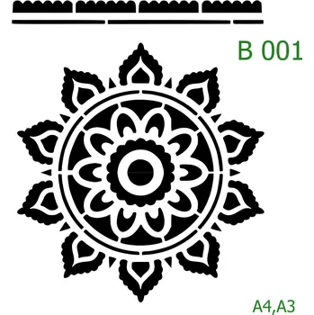 Plastová šablona pro malování - Mandaly a dortovky - Mandala (B001) - A4 , Lepící fólie