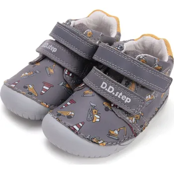 Chlapecké polobotky DDstep Kožené barefoot boty D.D.step S070-52480A Dark Grey Velikost: 21