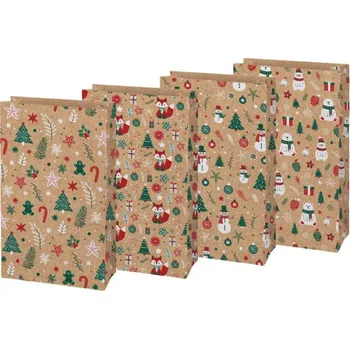 Dárková taška MFP Paper s.r.o. Vánoční sáček KRAFT 3 - mix motivů / 15 x 27 x 9 cm 602710